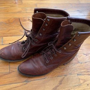 Vintage Justin Roper leather lace up combat boot
